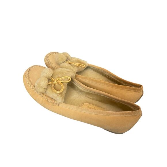 Cole Haan Women's Tan Leather Suede Shearling Moccasins Flats Size 8.5 - Picture 3 of 7